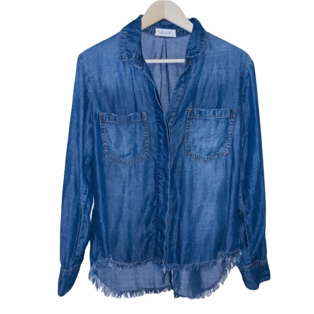 EUC Anthro| Bella Dahl Distressed Chambray Shirt